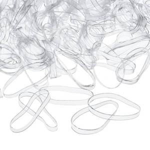 lot 7202 image: Eboot 500 Pcs Clear Hair Elastic Rubber Bands 1.2 Inches in Diameter & 3 mm in Width Mini Rubber Bands, Easy Glide Hold Styling Small Hair Ties Ponytail Elastics Holders for Braids - Retail $5