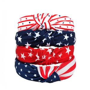 lot 7208 image: Xinsoloyue American flag headband set of 4 pieces, made of comfortable fabric with anti-slip properties, suitable for Independence Day celebrations as a decorative accessory - Retail $10