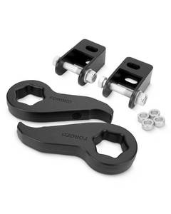lot 15024 image: Dynofit Torsion Bar Keys 1-3 with Shock Extenders Brackets for 2020-2024 Silverado Sierra 2500HD 3500HD 4WD, 1-3 Inch Adjustable Suspension Leveling Lift Kits for 8 Lug Pickup - Retail $100