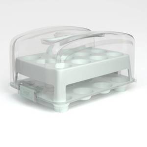 lot 15031 image: Top Shelf Elements MINI Cupcake Box. NOT For Standard Size Cupcakes. Fashionable Green Carrier Holds 24 MINI-Size Cupcakes, Cupcake Traveler, - Retail $20