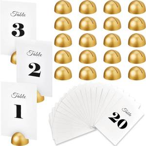 lot 15034 image: Round Table Number Cards Stands Modern Cursive Table Number 1-20 for Wedding Reception Anniversary Party Restaurant Events 4 x 6 Inches(Gold) - Retail $25