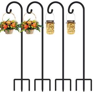 lot 15039 image: FEED GARDEN 48 Inch Small Shepherd Hooks for Outdoor, Garden Hook for Lanterns, Sheperd Hooks for Hanging Plants, Bird Feeders, Solar Lights, Mason Jars, Weddings Decor, 4 Pack - Retail $40