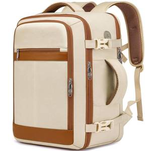 lot 15047 image: Travel Backpack for Women Airline Approved Carry On Backpack with Shoe Pouch,TSA 15.6inch Laptop Mochila Flight Approved Personal Item Bag for Weekender Overnight Bags Bookbag Travel Essentials,Beige - Retail $27