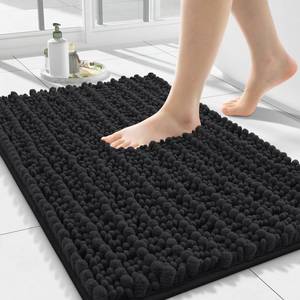 lot 15054 image: Smiry Bathroom Rugs Mat 24x16, Extra Soft Absorbent Chenille Bath Rugs, Non Slip Rubber Backing Machine Washable Quick Dry Bath Mats for Bathroom Floor, Tub, Shower, Home Decor Accessories, Black - Retail $14