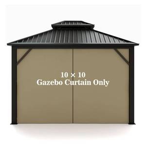 lot 15055 image: Gazebo Universal Replacement Privacy Curtain Hugline 10 x 10 Gazebo Side Wall Outdoor Privacy Panel with Zipper (Khaki) - Retail $29