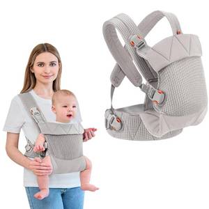lot 15080 image: BABYPARK Newborn Carrier, Baby Carrier Newborn to Toddler, Ergonomic Baby Sling with Head Support,Light Grey