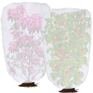 lot 15082 image: DECOHS 2 Pcs Garden Plant Shade Cover with Drawstring, 5 x 3.3 Ft Garden Sunshade Sun Protection Plant Covers, White Light Refraction Fruit Tree Sunshade Cloth for Protect Plants from Direct Sunlight - Retail $14