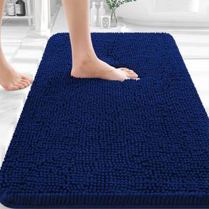 lot 15088 image: OLANLY Bathroom Rugs 30x18, Extra Soft Absorbent Chenille Bath Rugs, Rubber Backing Quick Dry, Machine Washable Bath Mats for Bathroom Floor, Tub and Shower, Home Decor Accessories, Navy - Retail $18