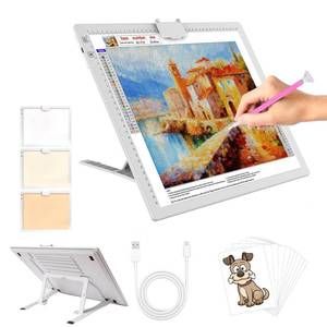 lot 60595 image: YINGWOND A3 Rechargeable LED Light Pad,Light Box for Tracing with Integrated Stand,3 Light Colors 6 Levels of Brightness and stepless dimming,Light Board for Diamond Painting,Drawing,Artists - Retail $50