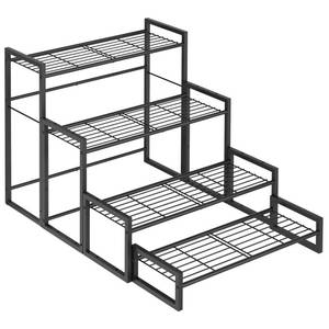 lot 60602 image: VyGrow Plant Stand, 4 Tier Widened Stackable Tiered Plant Stand, Upgraded Scalable Heavy Duty Tall Plant Shelf for Indoor Outdoor, Garden, Display Shelves, Flower Pot Holder, Black - Retail $50