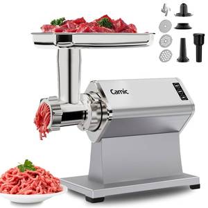 lot 60612 image: Camic Electric Meat Grinder - 300W Sausage Stuffer for Home Kitchen Use Meat Mincer with Stainless Steel 3 Plates, 1 Blade, Sausage Tube, Kubbe Maker