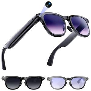 lot 1204 image: AI Smart Glasses with Camera, 8MP Camera Glasses for Life Vlog Travel Work, 4K Video Recording Sunglasses for Women Men, Real-Time Translation, Voice Assistant, Hands-Free Calls,Open-Ear Audio, 3 Lens - Retail $80