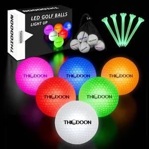 lot 1208 image: THIODOON Glow in The Dark Golf Balls Light up Led Golf Balls Night Golf Gift Sets for Men Kids Women 6 Pack (6 Colors in one with Glow Golf Tees and Storage Bag) for On-Course & Backyard Use - Retail $22