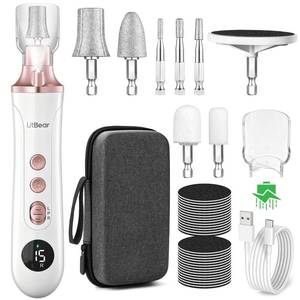 lot 1240 image: Litbear Electric Nail Drill File Set, 15 Speed Professional Thick Toenail Grinder, Cordless Pedicure Manicure Tool Callus Remover for Women Men Senior Hand Feet Care, Home Salon Use (White) - Retail $30