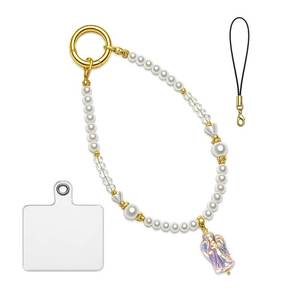 lot 1244 image: TIANTAIYUE Beaded Phone Charm Strap for Women, Aesthetic Crystal Glass & Pearl Wrist Lanyards, Universal Anti-Lost Detachable Cell Phone Chain for Smartphone Case, Camera, Keys, Gift for Her