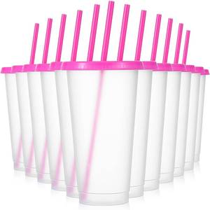lot 1251 image: Mifoci 12 Pcs Plastic Tumbler with Lids and Straws Reusable Plastic Tumblers Bulk Mug Tumbler with Straw and Lid Tumbler Ice Cold Drinking Cup for Water Smoothie Birthday Party (Rose Red,24oz) - Retail $15