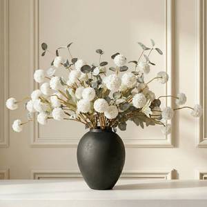 lot 1252 image: RyddeligHome White Faux Kiku Flowers for Vase(NOT Included) - 10 Long Stem Artificial Flowers with Eucalyptus, Realistic Floral Stems for Tall Vases, Farmhouse Home Decor (Premium Quality) - Retail $30