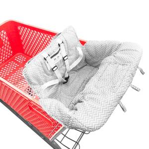 lot 1270 image: Portable 2-in-1 Grocery Cart Seat Cover and Baby Highchair Cover (Gray Chevron) - Retail $20