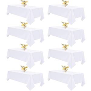 lot 1274 image: Mclisle 8 Pack White Round Tablecloth 90 Inch Table Cloth Cover for Round Tables, Wrinkle Resistant Washable Polyester Fabric Table Covers for Wedding Party Banquet Buffet