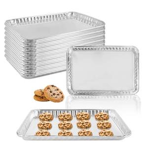 lot 1280 image: YEUIKERR 24 Pack 16 x 11 inch Aluminum Disposable Cookie Sheets for Baking and Roasting Disposable Aluminum Foil Grilling Pans for Brownie Tins,Cooking Thin, Cakes - Retail $30