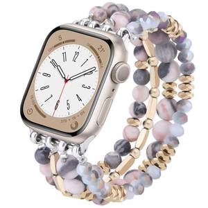 lot 13136 image: VISOOM Beaded Boho Bracelet Compatible for Apple Watch Band 40mm38mm41mm42mm Series 11 10 9 8 7 SE Series 654 Women Fashion Cute Handmade Crystal Beads Stretchy Watch Strap for iWatch Bands 321 - Retail $16