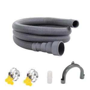 lot 13158 image: 3.2ft Washing Machine Drain Hose with Clamp, Universal Drain Hose Extension Kit for Washer, Fit up to 1-12 Inch Drain Outlets - Retail $8
