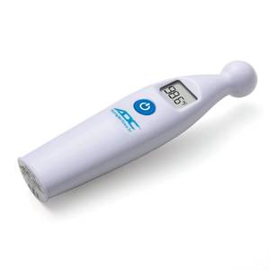 lot 13160 image: ADC Temple Touch Digital Fever Thermometer, Non Invasive and Quick Read, Suitable for Babies, Newborns, Kids, and Adults, Adtemp 427, White (Packaging May Vary) - Retail $16