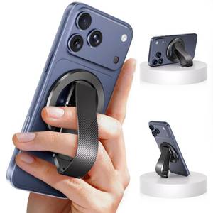 lot 13173 image: SINCEHOLY for MagSafe Phone Grip Ring, Magnetic Phone Holder with Silicone Finger Strap, 360° Rotating Dual-Axis Kickstand, N52 Magnetic Phone Stand Grip for Mag Safe iPhone 171615141312, Black - Retail $11