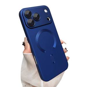 lot 13177 image: ankofave Magnetic for iPhone 17 Pro Max Case, with Camera Lens Protector, Compatible with Magnetic, Slim Shockproof Bumper Soft Silicone Metallic Luster Phone Case for iPhone 17 Pro Max, Dark Blue - Retail $12