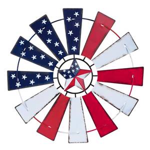 lot 13194 image: YEAHOME 4th of July Decorations Outdoor, 13.5 Blue Red White Windmill Wall Art for Fourth of July Decor, Stars and Stripes Patriotic Memorial Day Decorations