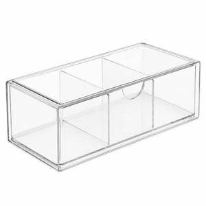 lot 13196 image: Gookeerlink 2-Layer Clear Vanity Organizer with Adjustable Dividers - Retail $9