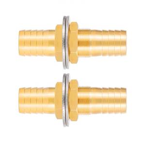 lot 13199 image: 38 Brass Hose Barb Thru-Bulk Bulkhead Fitting,Straight Hex Union Fitting for Air Water Fuel 2 Pcs - Retail $10