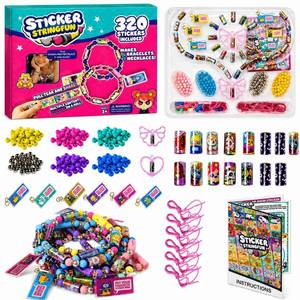 lot 13209 image: Semboh Sticky Roll Bracelet Kit, 320 Mini Stickers, Wearable & Shareable Sticker Bracelet, Kids Jewelry Making Set with Beads, Charms & Drops, Sticky Rolls Bracelet Gift for Girls,1000 Designs - Retail $20