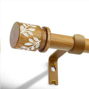 lot 15121 image: QDWIS Natural Wood Curtain Rods for Windows 28 to 48 inch Boho Decorative Handmade Wood Grain Drapery Rods with Leaf Finial 1 Adjustable Heavy Duty Curtain rod for Living Room Bedroom Kitchen - Retail $24