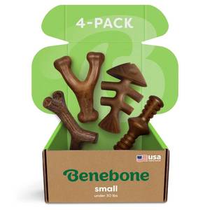 lot 15129 image: Benebone Small 2-Pack Dog Toys for Aggressive Chewers Durable Dog Bones, Made in USA Dog Toys for Small Dogs Under 30 lbs - Retail $30