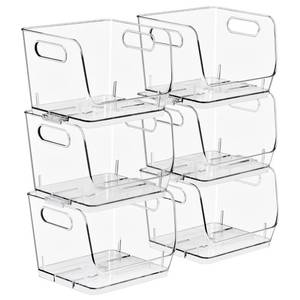 lot 15136 image: Sorbus Stackable Storage Bins Open Front, Clear Stackable Storage Bins, Pantry Bins for Storage and Organization, Acrylic Stackable Bins for Kitchen, Clear Pantry Organizer Bins (Small Square) - Retail $30
