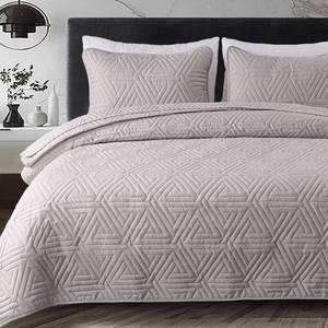 lot 15137 image: Whale Flotilla Soft Twin Size Quilt Set for All Seasons, 2-Piece Ultrasonic Geometric Quilts Bedding Set, Lightweight Reversible Bedspread, Coverlet, Bed Cover with Pillow Sham, Lightgrey - Retail $27