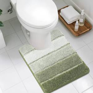 lot 15138 image: COSY HOMEER Toilet Rugs U-Shaped 24x20, Ultra Soft Absorbent Bath Mat with Non-Slip TPR Backing, Machine Washable Shaggy Rug for Toilet, Green - Retail $17