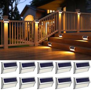 lot 62749 image: ROSHWEY Deck Lights, 8 Pack 30 LED Deck Lights Solar Powered Outdoor Waterproof, Patio Step Lighting Outdoor Decor, Stainless Steel Backyard Lamp for Garden Yard Porch Stair Railing, Warm White - Retail $59