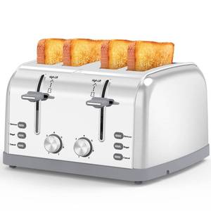 lot 62750 image: Toaster 4 Slice Retro Stainless Steel,Best Prime 4 Slice Toaster Wide Solt with 7 Shade Settings, Perfect for Waffles, Bagels and More Lainsten T-527 - Retail $50