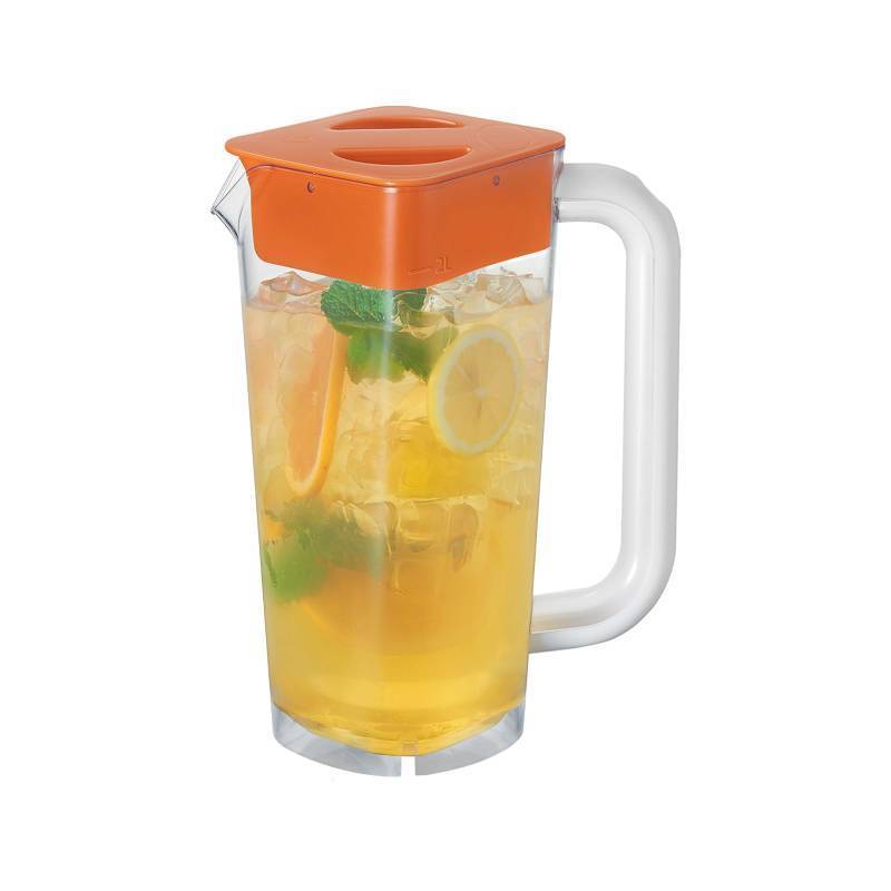 lot 26530 image: CURTA 1 Pack 2 Liters68 oz Plastic Pitcher with Lid & Handle for Kitchen,ICED JUICE and Coffee Carafe Beverage Serveware, Acrylic Water Jug for HotCold Drinks&lemonade