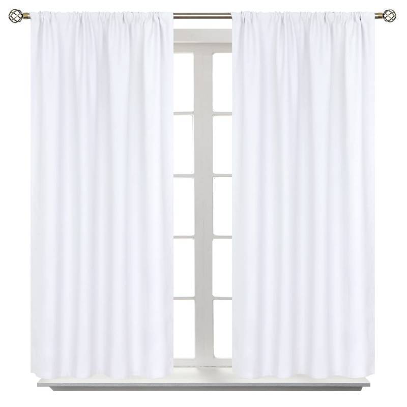 lot 19468 image: BGment White Curtains 45 Inches Length - Short Window Treatment Drapes with Rod Pocket Privacy No See Through for Bathroom Bedroom Home Decor, 2 Panels, Pure White, 42 x 45 Inch - Retail $19