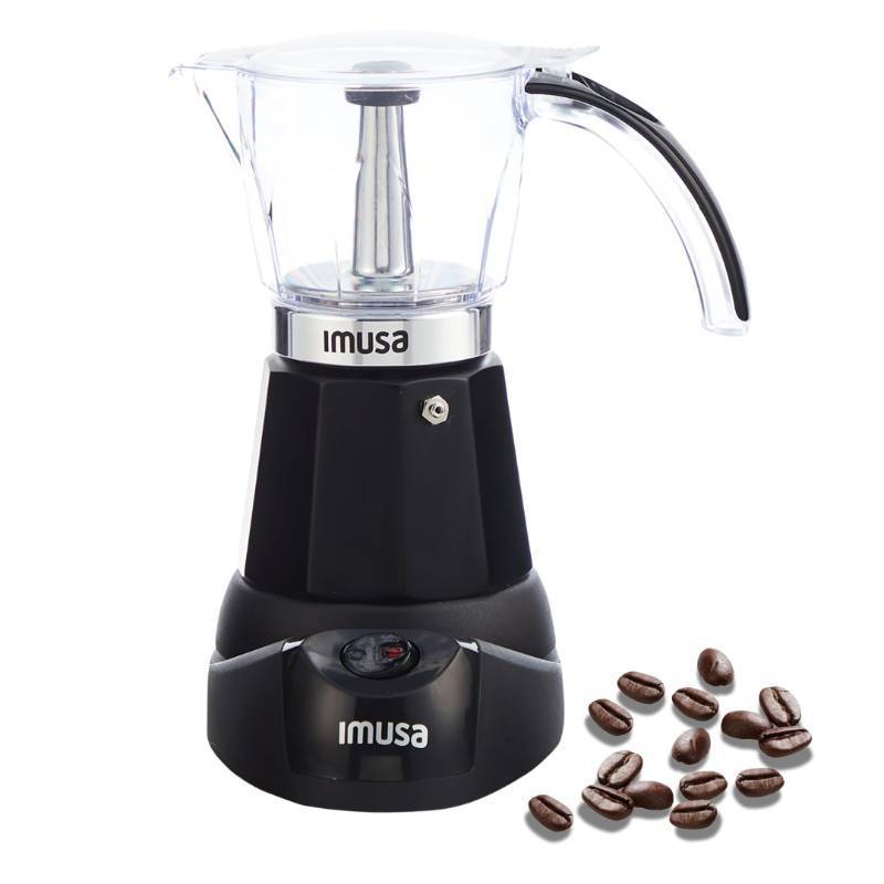 lot 23819 image: IMUSA 6 or 3 Cup Electric Espresso Maker Black Coffee Machine for Cuban Coffee, Moka and Espresso Drinks - Retail $37