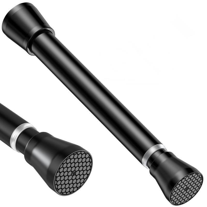 lot 18383 image: Black Small Tension Curtain Rod 16 to 26 Inch,78 inch Adjustable Short Curtain Rod No Drilling,Spring Curtain Rod for Windows Kitchen Closet Doorway - Retail $15