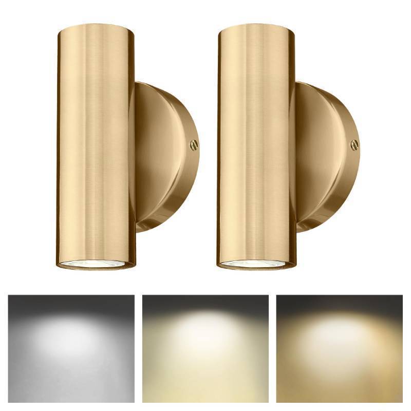 lot 32592 image: Cargifak 2-Light Wall Light, Brass Gold Wall Sconce, Indoor Up and Down Wall Lamp for Bedroom Bathroom Stair Entryway (2 Pack), WL4830-2W-BB-2PK - Retail $80