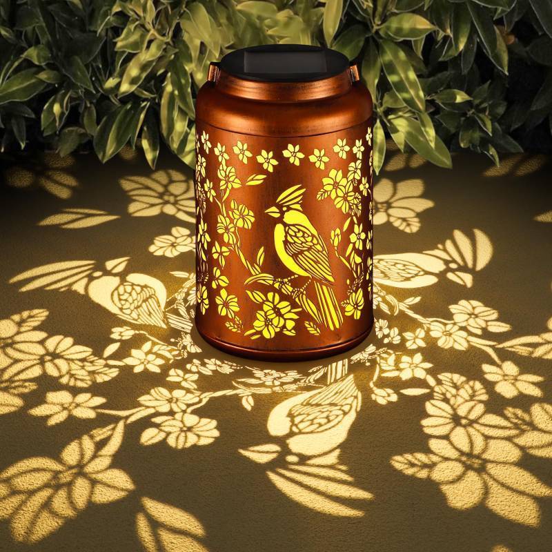 lot 25804 image: Red Bird Solar Lanterns Outdoor Waterproof Garden Decor Birthday Gifts for Women Mom Grandma Hanging Lights Metal Decoration Outside for Yard, Patio,Backyard,Porch - Retail $25