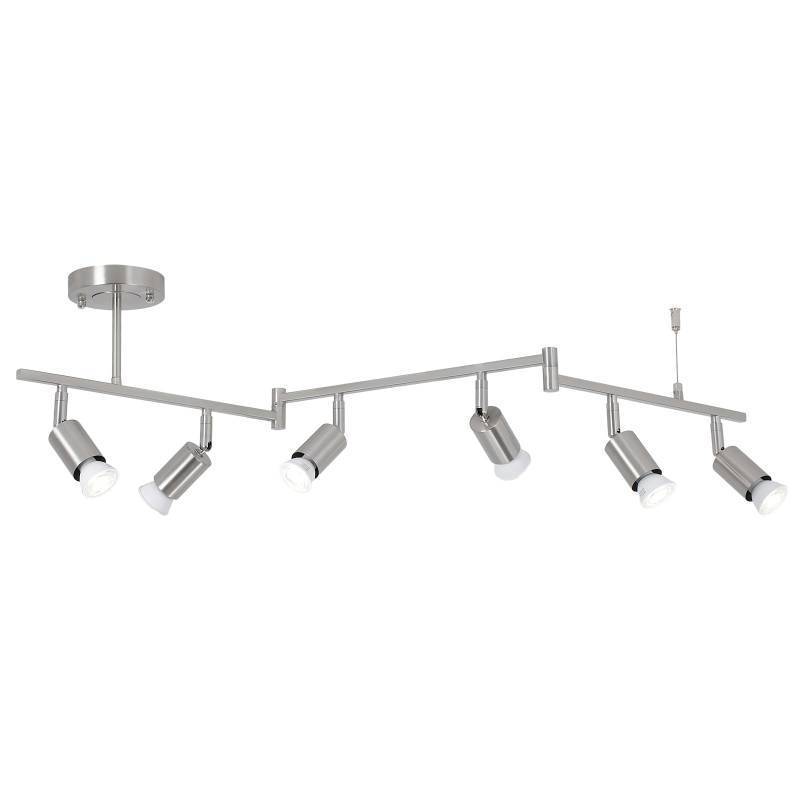 lot 25850 image: SEEBLEN 6-Light Nickel Track Lighting Fixture Ceiling, Modern LED Track Lighting with Flexible Foldable Arm and Rotatable Light Head, Adjustable Ceiling Light for Kitchen Islands, Dining Rooms - Retail $75