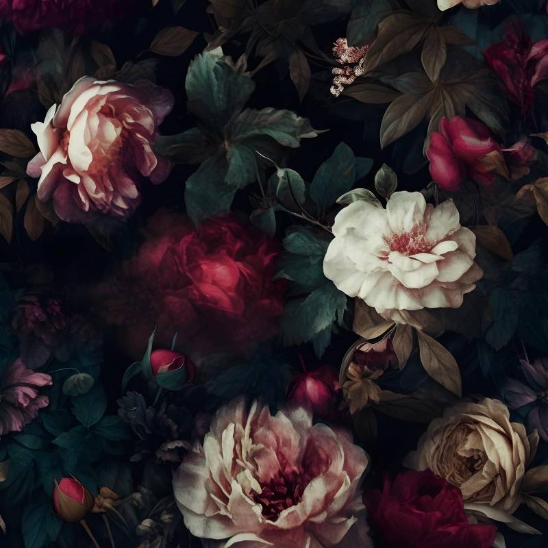 lot 43211 image: Fvlow Moody Dark Floral Peel and Stick Wallpaper Waterproof Contact Paper, Self Adhesive Vinyl for Living Room Bedroom Bathroom, Removable Wall Covering Furniture Decor, 17.4 x 197 Goth Black Maroon - Retail $30