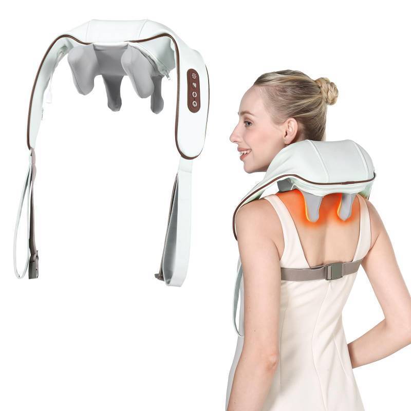 lot 43215 image: KppeX 4D Deep Cordless Neck Massager Pillow,Shiatsu Shoulder Massager,Leg and Back Pain Relief Tissue Kneading,Gifts for Men or Women (Onion White) - Retail $50
