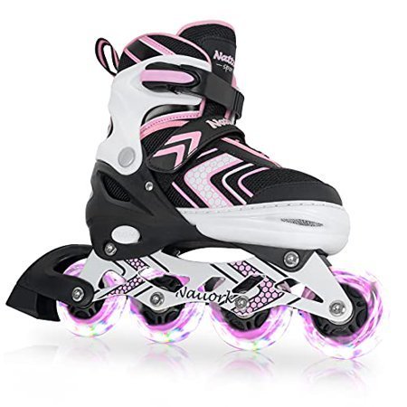 lot 60565 image: Nattork Adjustable Inline Skates Girls Inline Skates for Kids with Full Light Up Wheels  Beginner Skates Fun Illuminating Roller Skates for Kids Boys and Ladies-USED - Retail $36